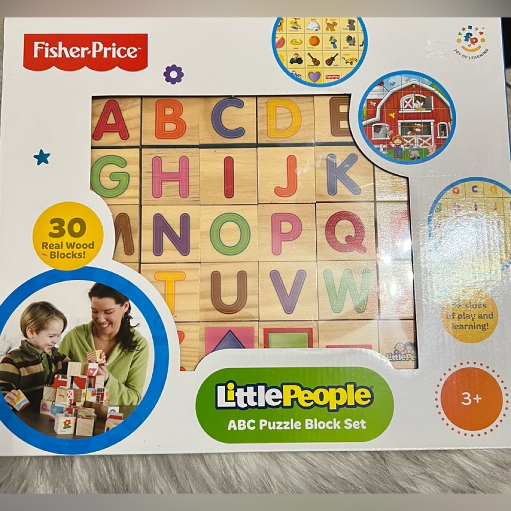 Fisher Price - Little People ABC Puzzle Block Set. 30 Real Wood Blocks